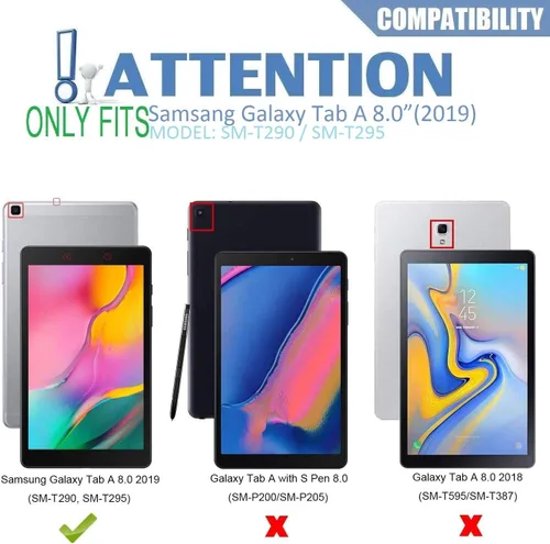 Miniatura 2 de Funda para teclado Galaxy Tab A 8.0 2019 [retroiluminada, SM-T290, SM-T295], teclado inalámbrico desmontable de 7 colores con funda de soporte de PU
