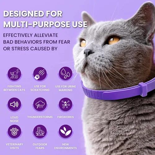 Miniatura 3 de Paquete de 4 collares calmantes para gatos: collares calmantes de feromonas para gatos, ayudan a promover la relajación y la comodidad