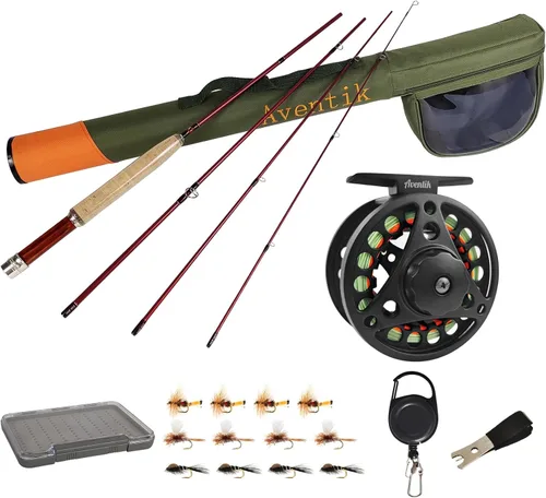 Kit de Combo de Pesca con Mosca Extreme Aventik 0/1/2/3/4/5/6 Peso, Kit de Cañas de Pescar y Carrete de Mosca para Principiantes con Una Funda de
