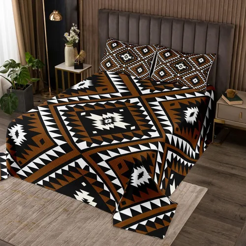 Miniatura 17 de Erosebridal Juego de edredón tribal bohemio azteca negro blanco étnico bohemio juego de colcha Queen Western Southwestern juego de ropa de cama
