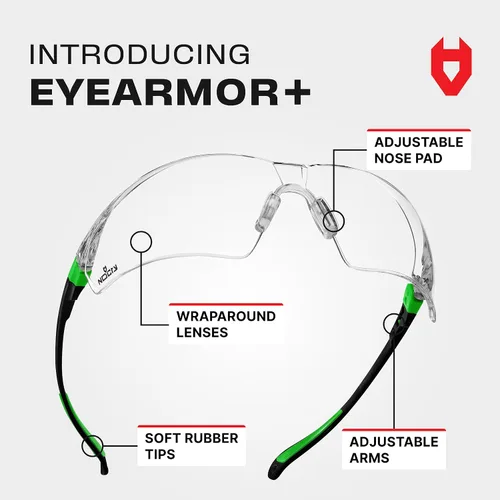 Miniatura 2 de NoCry Gafas de seguridad transparentes para hombres y mujeres; gafas de trabajo ligeras con brazos ajustables y agarres antideslizantes y lentes