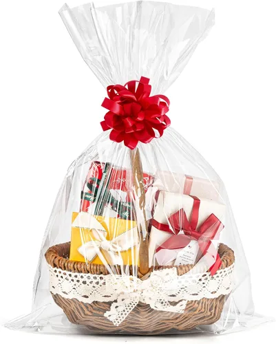 Miniatura 8 de Labeol 50 bolsas de celofán de 3 tamaños, envoltura de celofán para cestas de regalo 24x30 16x24 12x18, bolsas grandes de empaque de plástico