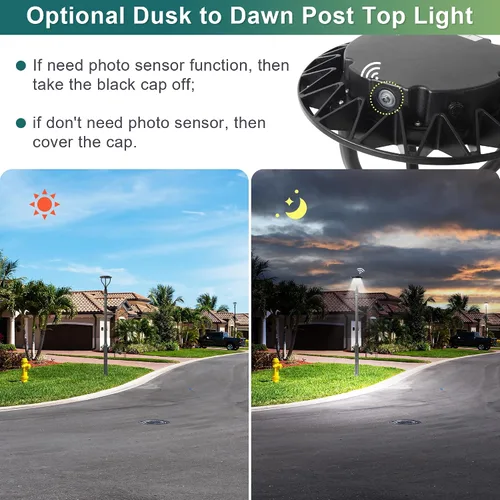 Miniatura 4 de Luces LED de poste superior de 60 W con fotocélula opcional, luces LED de área de jardín, 8100LM 5000K accesorio de poste superior impermeable