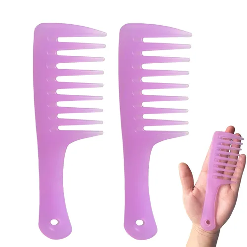 Miniatura 13 de Mini peines para el cabello, paquete de 2 peines pequeños y anchos para mujer, peine de ducha portátil para cabello rizado, largo, húmedo y seco