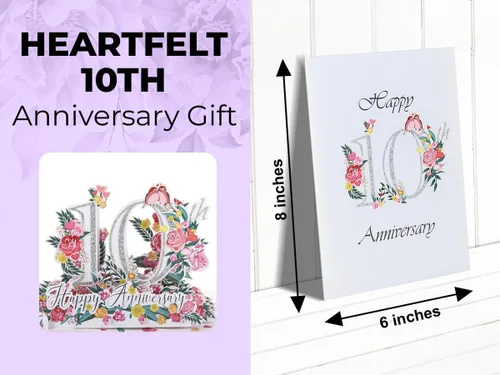 Miniatura 11 de iGifts And Cards Tarjeta de Felicitación Emergente 3D del Feliz 10º Aniversario Hito - Pareja Perfecta, Matrimonio, Boda, Elegante, Almas Gemelas