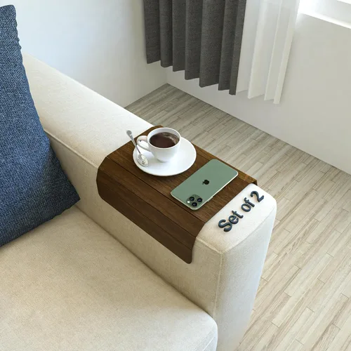 Miniatura 9 de Ultimate Premium Products Celine - Juego de 2 bandejas de madera para sofá, bandeja para reposabrazos para sofá, plegable, flexible, con 15.8 x 11