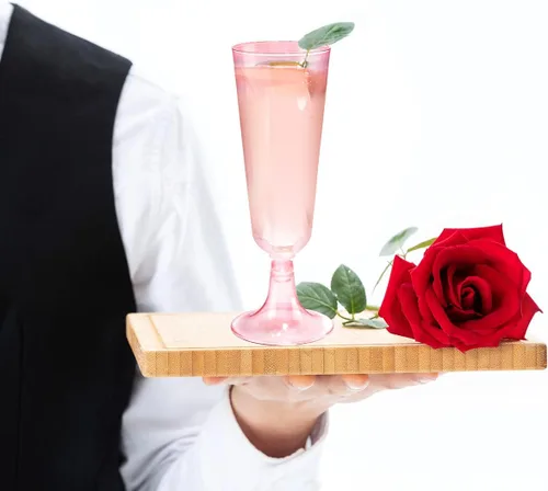 Miniatura 3 de bUCLA Paquete de 60 copas de champán de plástico rosa desechables, copas de champán de plástico de 5 onzas, tazas de champán elegantes, ideales