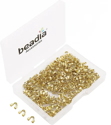 Miniatura 15 de BEADIA - Hebilla de línea de pesca cilíndrica chapada en oro de 14 quilates, tapas de extremo de 3.2 mm, 30 piezas para hacer joyas