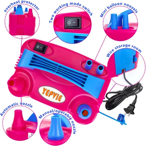 Miniatura 9 de Electric Balloon Pump, Portable 2 Modes Balloon Blower Machine with 14 Balloon Arch Kits, Air Pump for Balloon, Balloon Inflator for Party