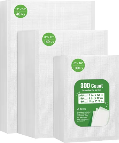 Miniatura 16 de Bolsas selladoras al vacío Syntus para alimentos, 100 unidades de pinta de 6" x 10", bolsa precortada de grado comercial, bolsas de vacío