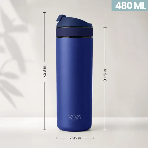 Miniatura 3 de VIVA Recharge - Botella infusor de té, vaso de té de viaje de acero inoxidable aislado de 16 onzas con infusor para hojas sueltas, té y café Azul