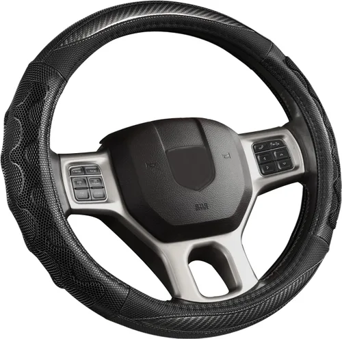 Miniatura 8 de GIANT PANDA Funda de volante para Dodge Ram 1500 - Fundas para volante de automóvil para Dodge Ram 2500 3500 15.5-16 pulgadas - Gris B-negro+gris