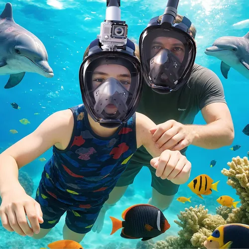 Miniatura 2 de Greatever G2 Adults Kids Full Face Snorkel Mask 2 Pcs,Snorkeling Gear with Latest Dry Top System,Foldable 180 Degree Panoramic View,Safe
