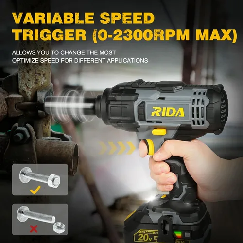 Miniatura 4 de RIDA POWER - Llave de impacto inalámbrica, pistola de impacto de 1/2 pulgada con 5 opciones de par máximo de 300 pies-libras (400 N.m), con batería