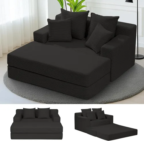 Miniatura 20 de cidludto Sofá cama convertible 3 en 1, sofá cama plegable plegable – Sofá cama sin hueso y futón en el suelo, sofá cama extraíble de pana con 4 Gris