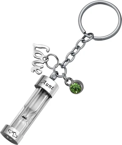 Miniatura 40 de Llavero de reloj de arena para cenizas, colgante de urna conmemorativa, recuerdo de cremación, joyería para tía, Aunt