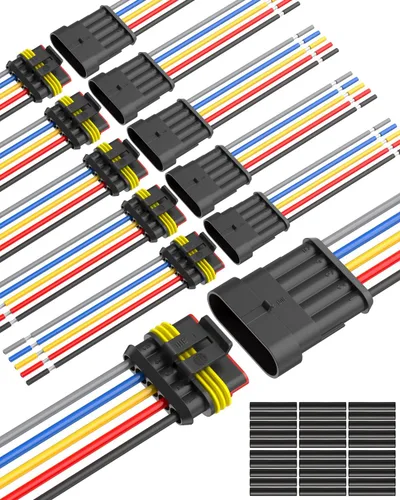 NAOEVO Conector de 5 Pines Impermeable, Conectores de 5 Cables 16 AWG, Conectores Eléctricos Automotrices Macho y Hembra Vía con Tubo