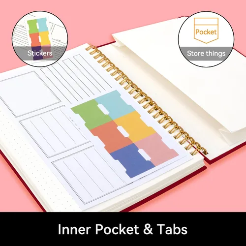 Miniatura 4 de Alltree Cuaderno de cuadrícula de puntos en espiral, cuaderno de papel punteado para el trabajo, tamaño mediano A5, cuaderno en espiral con lazo