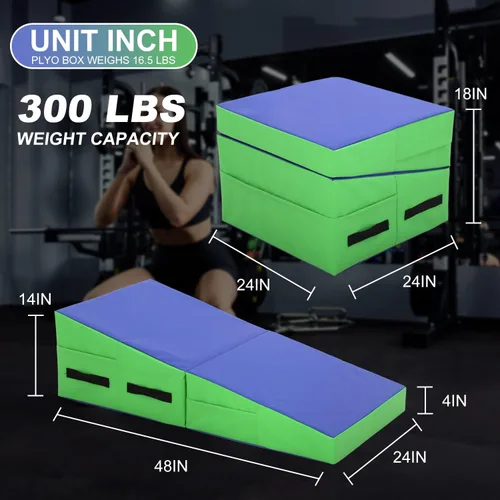 Miniatura 6 de BLKMTY Colchoneta de gimnasia – Colchoneta inclinada, plegable, diseño de cuña de queso para niños, para interiores y exteriores, ejercicio y yoga