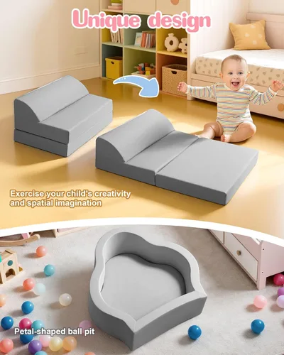 Miniatura 3 de Markdang Juego suave, bloques de escalada de espuma para bebés con parte inferior de partículas antideslizantes y conectores de velcro para niños