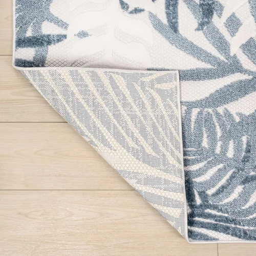 Miniatura 4 de JONATHAN Y Tropics Palm Leaves Indoor Outdoor Runner Rug 2X8 Cream/Dark Blue, Boho for Backyard, Patio, Porch, Easy-Cleaning, High Traffic