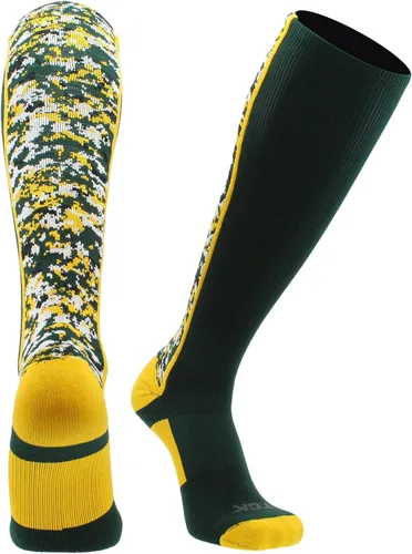 TCK Calcetines de béisbol para jóvenes, niños u hombres, con diseño de camuflaje digital y longitud hasta por encima de la pantorrilla