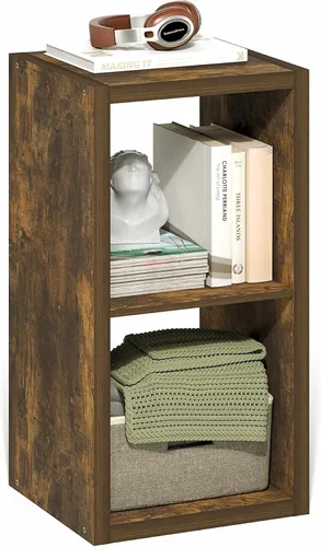 Miniatura 32 de Furinno Organizador de Almacenamiento en Cubos Decorativos con Respaldo Abierto, 4 Cubos, Gris Claro