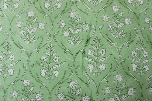 Miniatura 5 de Ridhi Mantel redondo con estampado de bloque a mano, 100% algodón, reutilizable, color verde pera de 132 pulgadas, mantel decorativo para uso diario
