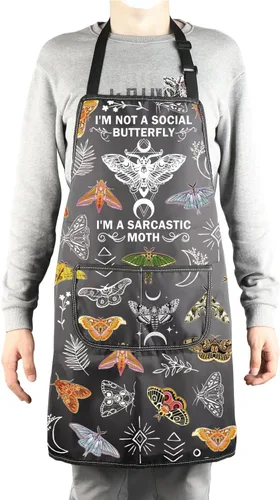 Miniatura 4 de MBMSO Delantal de polilla de cabeza de la muerte, regalos celestiales para los amantes de la polilla I'm Not a Social Butterfly Goblincore Gifts