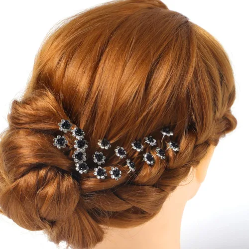 Miniatura 2 de 40 horquillas para el cabello con diamantes de imitación en forma de U, accesorios para el cabello de cristal para novia, boda, fiesta, niña, dulce