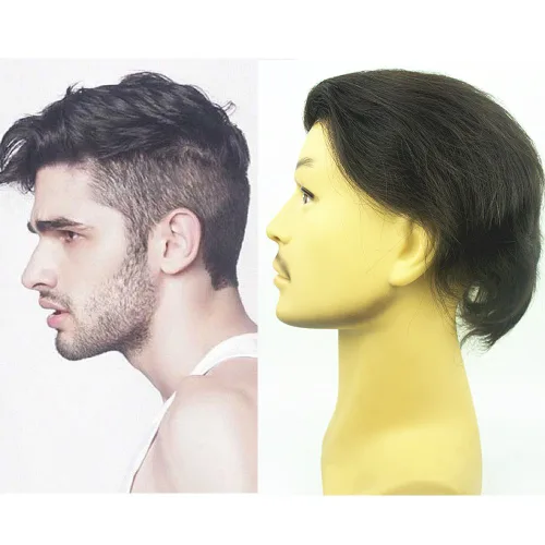 Miniatura 2 de N.L.W.- Peluquín para hombres, piezas de pelo para hombre Sistema europeo de reemplazo de cabello humano virgen para hombres, pieza de cabello