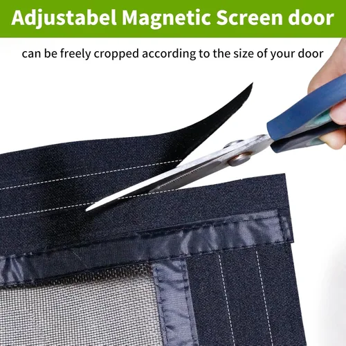 Miniatura 5 de Puerta magnética ajustable para puertas de 29 a 34 pulgadas de ancho de 79 a 82 pulgadas, puerta de malla de fibra de vidrio autosellada reforzada