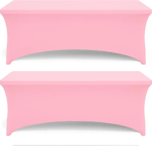 Miniatura 9 de White Classic Juego de 2 manteles de elastano elástico de 8 pies para mesas rectangulares, mantel elástico resistente a las arrugas, plegable