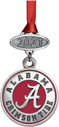 Miniatura 85 de Adorno de Alabama sin fecha Adorno de árbol de Navidad esculpido a mano Incrustación de metal de peltre Alma Mater intrincadamente elaborada