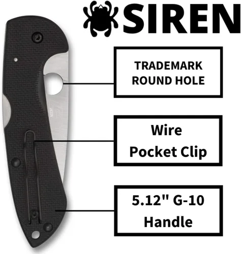 Miniatura 4 de Spyderco Cuchillo Siren Premium con hoja de acero LC200N de 3.6 pulgadas y mango G-10 negro texturizado grueso - PlainEdge - C247GP