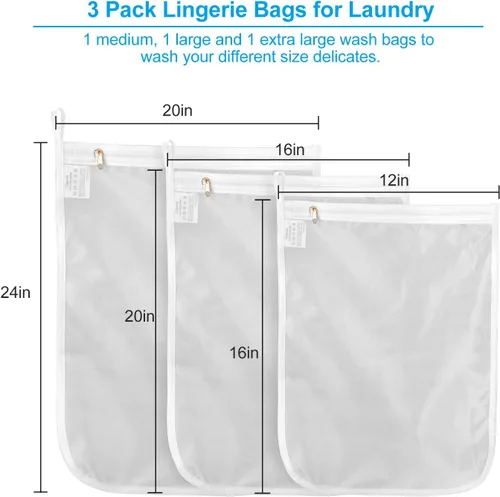 Miniatura 3 de GOGOODA - Bolsas de lavandería para prendas delicadas, bolsa de malla fina para lencería, ropa interior, sujetadores, seda, calcetines con asa