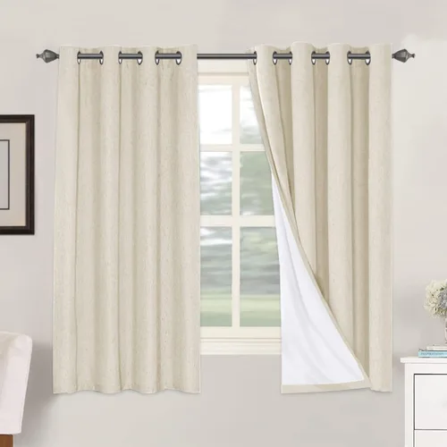 Miniatura 83 de H.VERSAILTEX Cortinas opacas de lino de 72 pulgadas de largo, 100% absolutamente opacas, con aislamiento térmico, con textura de lino, cortinas