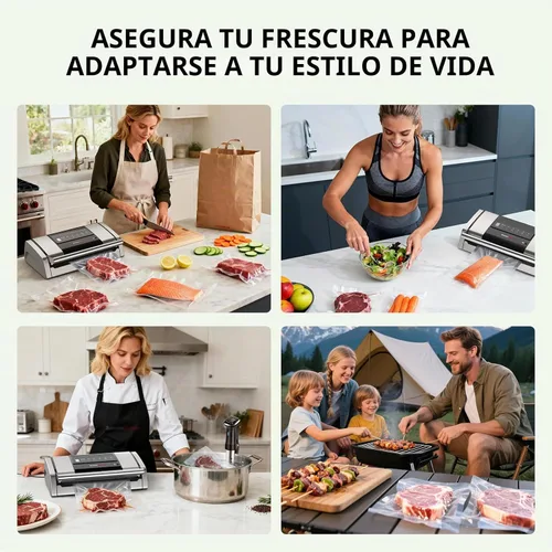 Miniatura 8 de Bonsenkitchen Sellador al vacío para alimentos, máquina selladora al vacío con mango de fácil bloqueo con clip para bolsa, cortador integrado