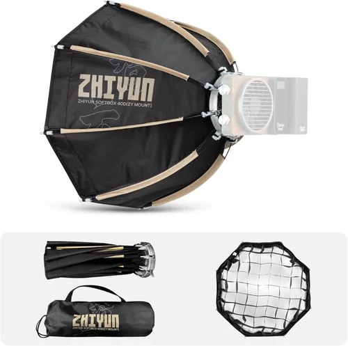 ZHIYUN Mini caja de luz octogonal 40D de 14.17 pulgadas, montaje ZY [oficial] plegable rápido con difusores/rejilla de panal compatible con retratos
