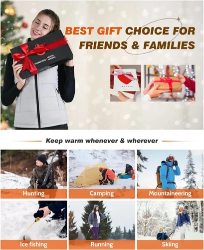 Miniatura 7 de Chaleco térmico ligero para mujer, chaleco térmico inteligente con diseño de luces, chaquetas térmicas para mujer, batería no incluida