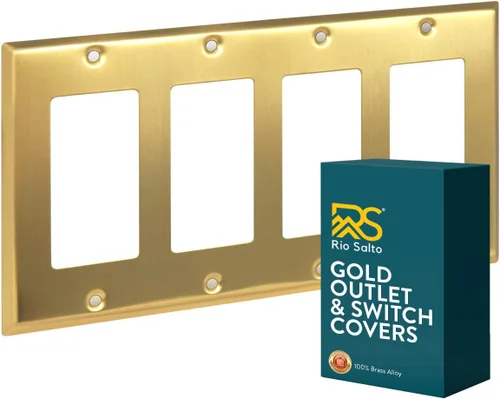 Miniatura 22 de Rio Salto BRASS - Cubierta de pared de metal dorado para toma de corriente o interruptor de luz, placa de pared resistente a la corrosión, cubierta