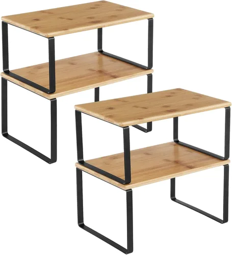 Miniatura 10 de SONGMICS Estante organizador de gabinete, juego de 4 estantes de encimera de cocina, almacenamiento de cocina, estante de especias, apilable, Tinta