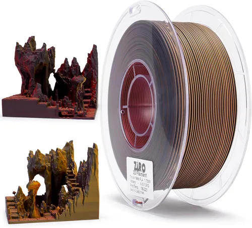 Miniatura 20 de ZIRO - Filamento PLA para impresora 3D de 0.069 pulgadas, filamento sedoso brillante multicolor para impresora 3D, cambio gradual de color PLA