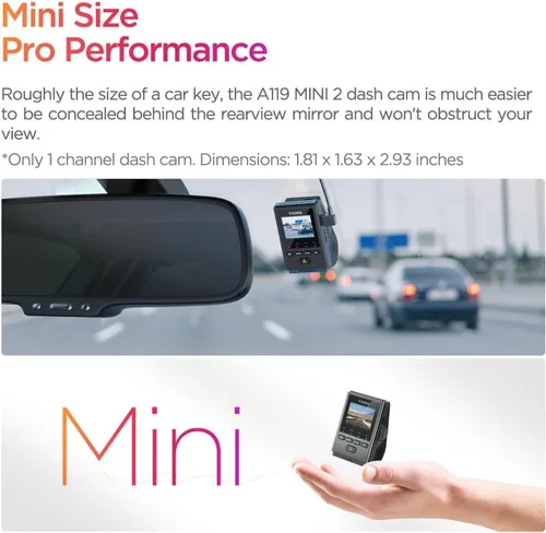Miniatura 8 de VIOFO Dash Cam A119 Mini 2, sensor STARVIS 2, 2K 60 fps/HDR 30 fps con control de voz para coche con Wi-Fi GPS de 5 GHz, visión nocturna 2.0, modo