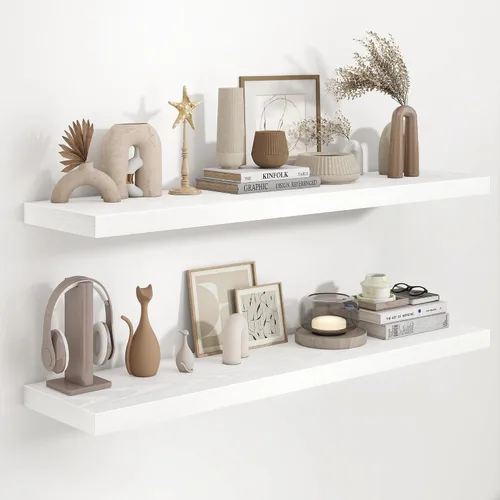 Miniatura 21 de Fun Memories Estantes flotantes de 48 pulgadas, estantes de pared de 9.3 pulgadas de profundidad para baño, sala de estar, dormitorio, cocina
