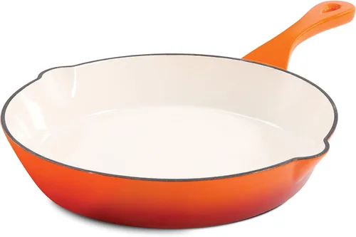 Miniatura 12 de Crock Pot Artisan - Sartén redonda de hierro fundido esmaltado, 8 pulgadas, color rojo escarlata