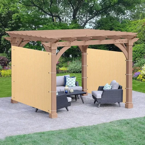Panel de privacidad beige de 6 x 8 pies, pantalla de tela de refugio de 95% de bloqueo UV para pérgola, cenador, ventana, patio, resistente de grado