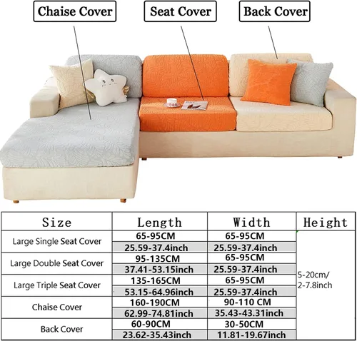 Miniatura 2 de Fundas elásticas para cojines de sofá, funda de cojín para sofá individual en forma de L, sofá chaise longue, protector suave de muebles de 1, 2 y 3