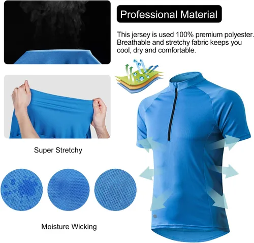 Miniatura 2 de INBIKE Maillots de ciclismo para hombre que absorbe la humedad, manga corta, secado rápido, camiseta de ciclismo de manga larga transpirable