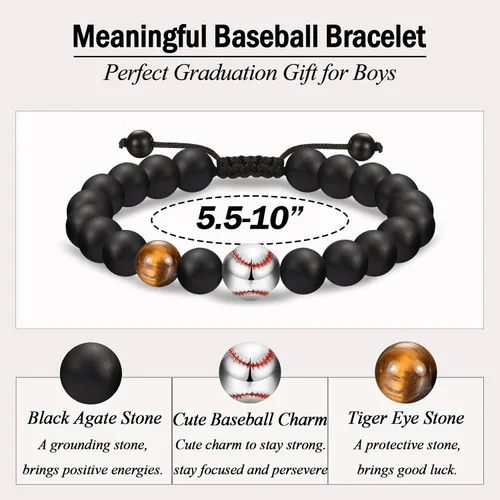 Miniatura 4 de EFVISD Pulsera de fútbol, baloncesto, béisbol, hockey para regalos para niños jugadores amantes de equipos, hijo, nieto, hermano, sobrino, amigo